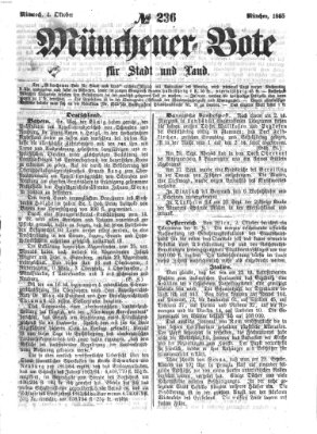 Münchener Bote für Stadt und Land Mittwoch 4. Oktober 1865