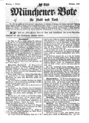 Münchener Bote für Stadt und Land Sonntag 8. Oktober 1865