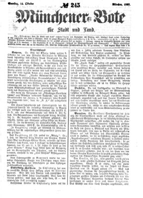 Münchener Bote für Stadt und Land Samstag 14. Oktober 1865