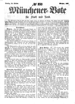 Münchener Bote für Stadt und Land Dienstag 24. Oktober 1865