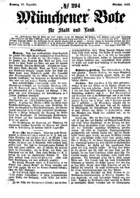 Münchener Bote für Stadt und Land Sonntag 10. Dezember 1865