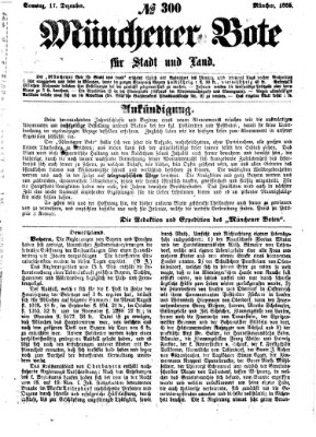 Münchener Bote für Stadt und Land Sonntag 17. Dezember 1865