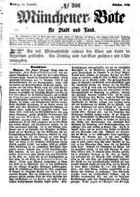 Münchener Bote für Stadt und Land Sonntag 24. Dezember 1865