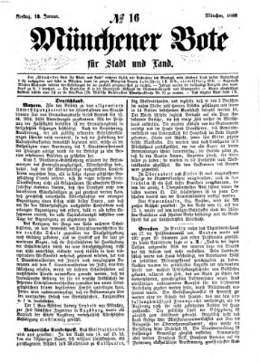 Münchener Bote für Stadt und Land Freitag 19. Januar 1866