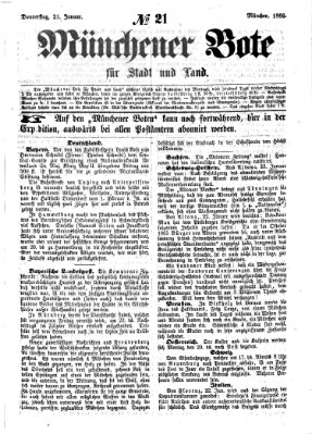 Münchener Bote für Stadt und Land Donnerstag 25. Januar 1866