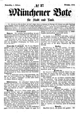 Münchener Bote für Stadt und Land Donnerstag 1. Februar 1866