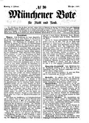 Münchener Bote für Stadt und Land Sonntag 4. Februar 1866