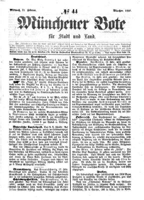 Münchener Bote für Stadt und Land Mittwoch 21. Februar 1866