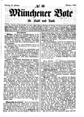 Münchener Bote für Stadt und Land Dienstag 27. Februar 1866