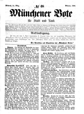 Münchener Bote für Stadt und Land Mittwoch 21. März 1866