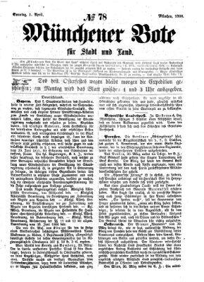 Münchener Bote für Stadt und Land Sonntag 1. April 1866