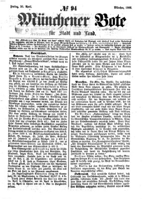 Münchener Bote für Stadt und Land Freitag 20. April 1866