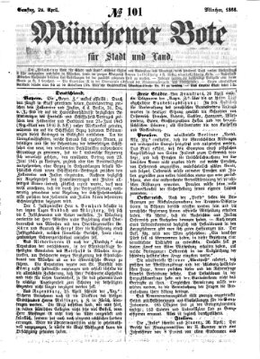 Münchener Bote für Stadt und Land Samstag 28. April 1866