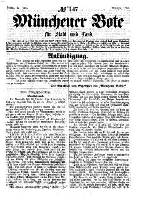 Münchener Bote für Stadt und Land Freitag 22. Juni 1866