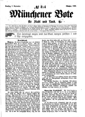 Münchener Bote für Stadt und Land Samstag 8. September 1866