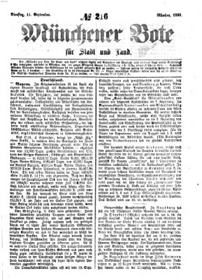 Münchener Bote für Stadt und Land Dienstag 11. September 1866