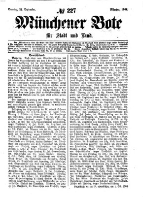 Münchener Bote für Stadt und Land Sonntag 23. September 1866