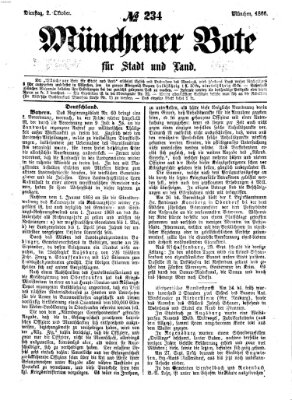 Münchener Bote für Stadt und Land Dienstag 2. Oktober 1866