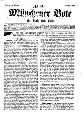 Münchener Bote für Stadt und Land Sonntag 14. Oktober 1866