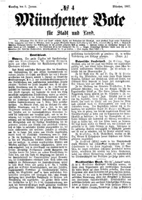 Münchener Bote für Stadt und Land Samstag 5. Januar 1867