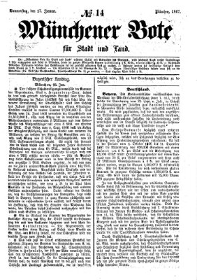 Münchener Bote für Stadt und Land Donnerstag 17. Januar 1867