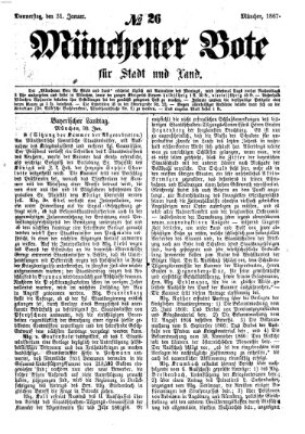 Münchener Bote für Stadt und Land Donnerstag 31. Januar 1867