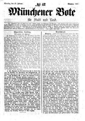 Münchener Bote für Stadt und Land Dienstag 19. Februar 1867