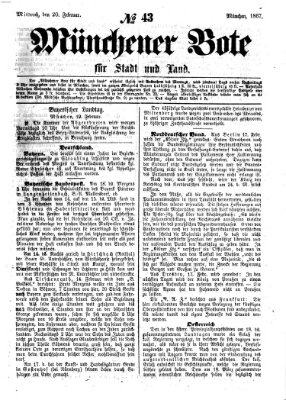 Münchener Bote für Stadt und Land Mittwoch 20. Februar 1867