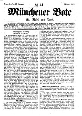 Münchener Bote für Stadt und Land Donnerstag 21. Februar 1867