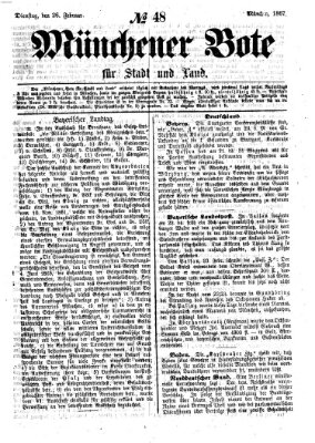 Münchener Bote für Stadt und Land Dienstag 26. Februar 1867