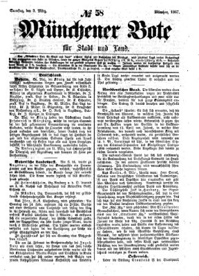 Münchener Bote für Stadt und Land Samstag 9. März 1867