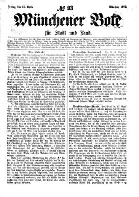 Münchener Bote für Stadt und Land Freitag 19. April 1867