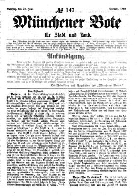 Münchener Bote für Stadt und Land Samstag 22. Juni 1867