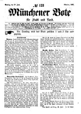 Münchener Bote für Stadt und Land Samstag 29. Juni 1867