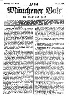 Münchener Bote für Stadt und Land Donnerstag 1. August 1867