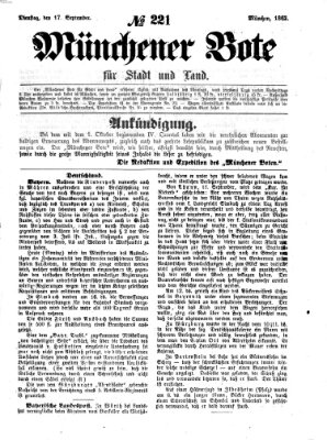 Münchener Bote für Stadt und Land Dienstag 17. September 1867