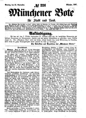 Münchener Bote für Stadt und Land Sonntag 22. September 1867