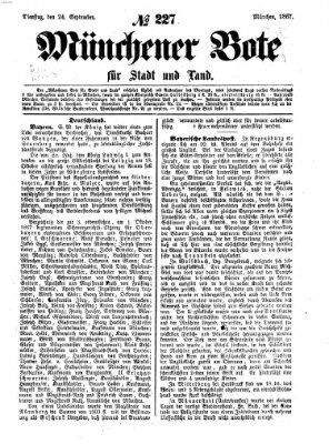 Münchener Bote für Stadt und Land Dienstag 24. September 1867