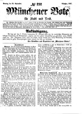 Münchener Bote für Stadt und Land Sonntag 29. September 1867