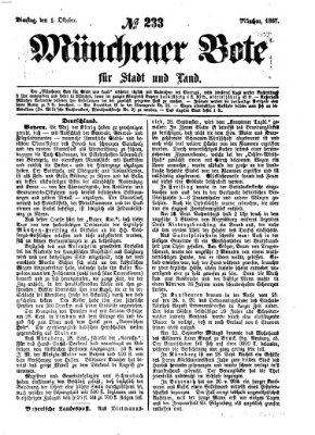 Münchener Bote für Stadt und Land Dienstag 1. Oktober 1867