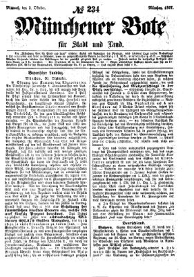 Münchener Bote für Stadt und Land Mittwoch 2. Oktober 1867