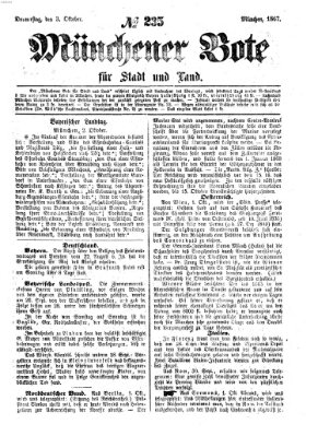 Münchener Bote für Stadt und Land Donnerstag 3. Oktober 1867