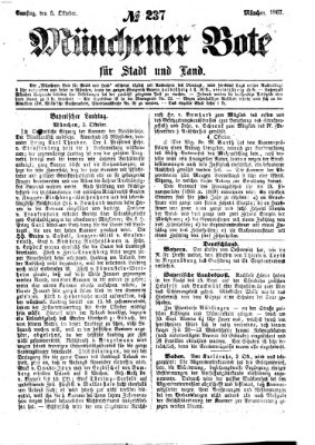 Münchener Bote für Stadt und Land Samstag 5. Oktober 1867