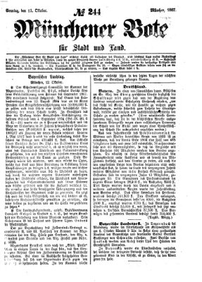 Münchener Bote für Stadt und Land Sonntag 13. Oktober 1867