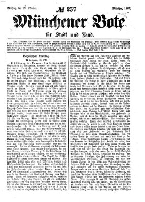 Münchener Bote für Stadt und Land Dienstag 29. Oktober 1867