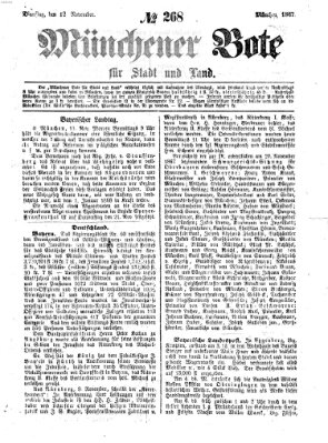 Münchener Bote für Stadt und Land Dienstag 12. November 1867