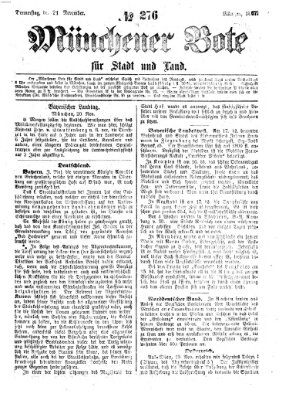 Münchener Bote für Stadt und Land Donnerstag 21. November 1867