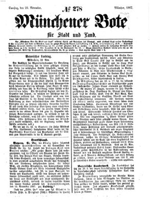 Münchener Bote für Stadt und Land Samstag 23. November 1867