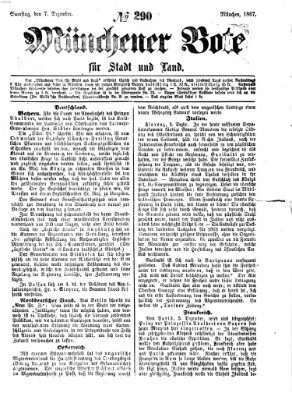 Münchener Bote für Stadt und Land Samstag 7. Dezember 1867