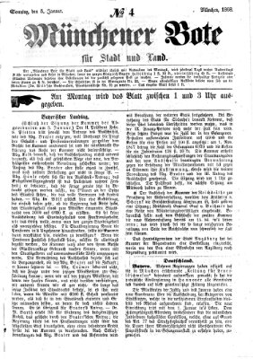 Münchener Bote für Stadt und Land Sonntag 5. Januar 1868